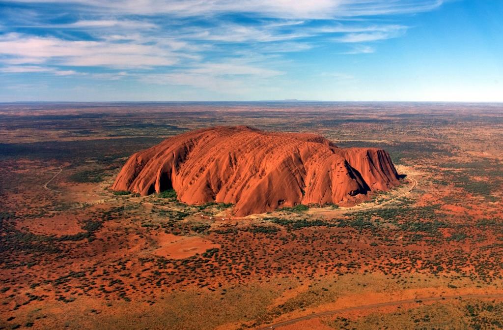 Uluru, Ayers Rock, helicopter over Uluru